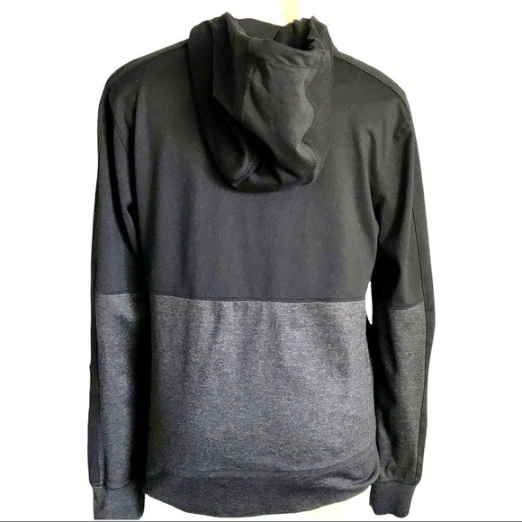 𝅺AMERICAN Eagle USA Black Grey Color Block Hooded Jacket Zip Up Pockets Y2K XS - Picture 2 of 11